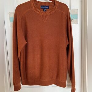 Alan Flusser Rust Crewneck Cotton, Alpaca Sweater Sz Lg